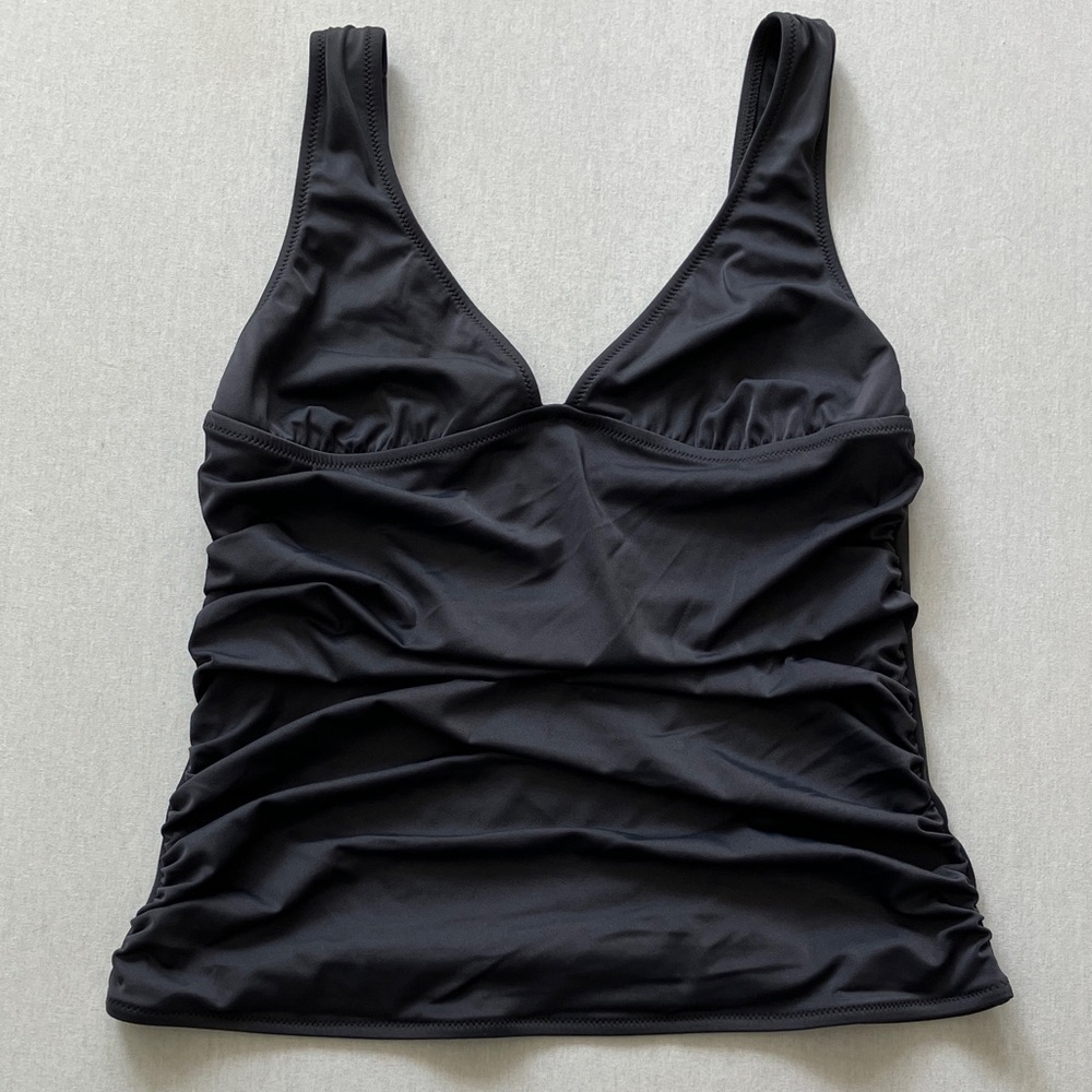 J. Crew Black Ruched Tankini Top
